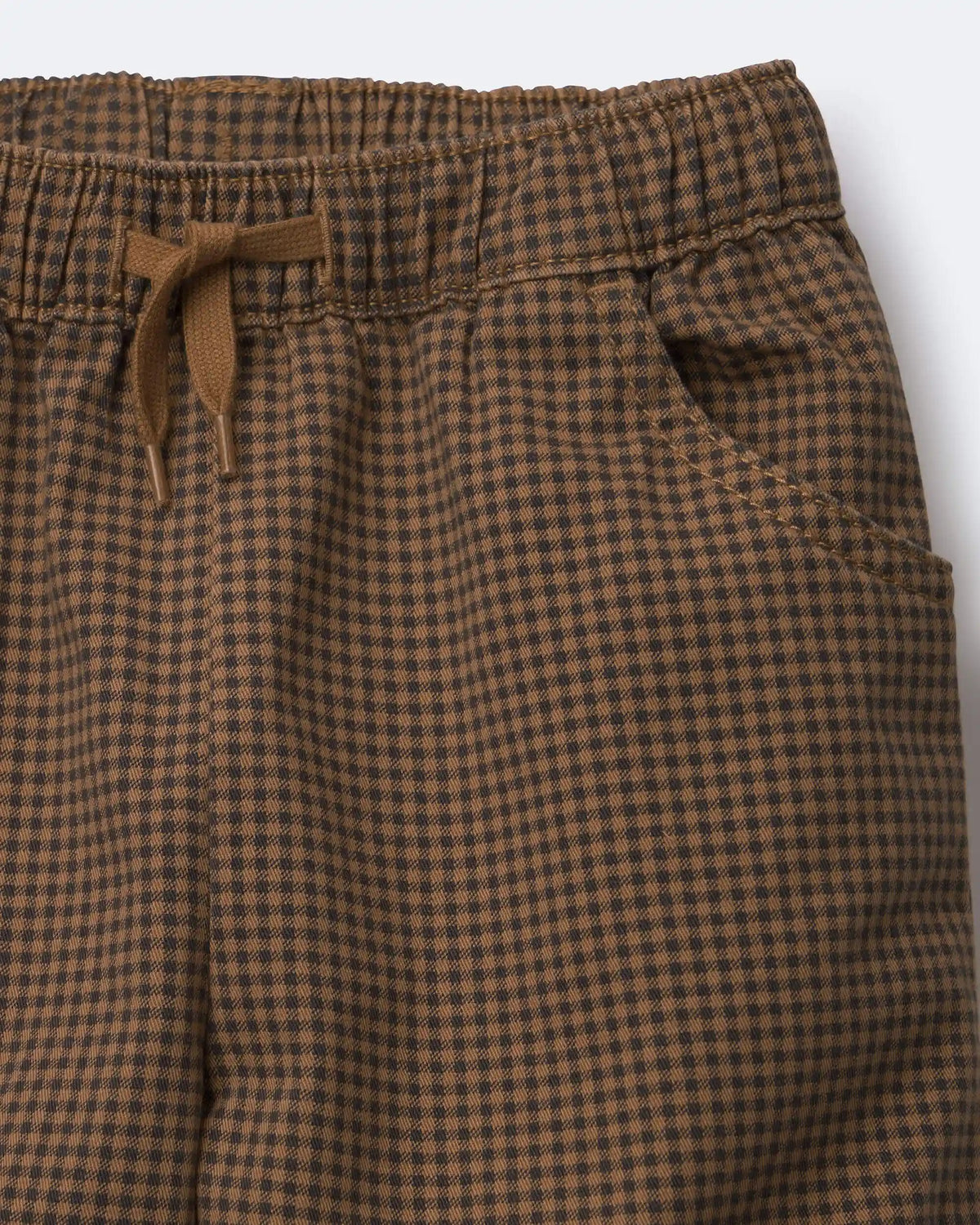 Toddler Boy Playground Pants in Gingham - Brown