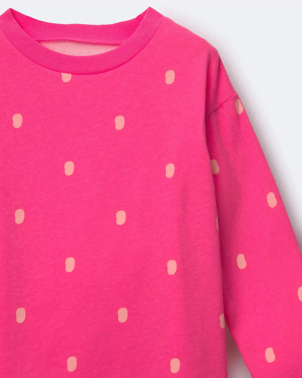 Toddler Girl Long-Sleeve Relaxed Tee in Polka Dot Print - Pink