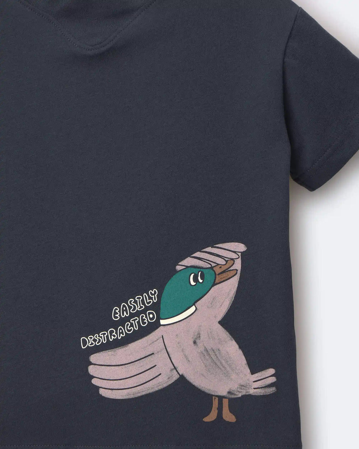 Toddler 'Easily Distracted' Duck Relaxed Graphic Tee - Navy