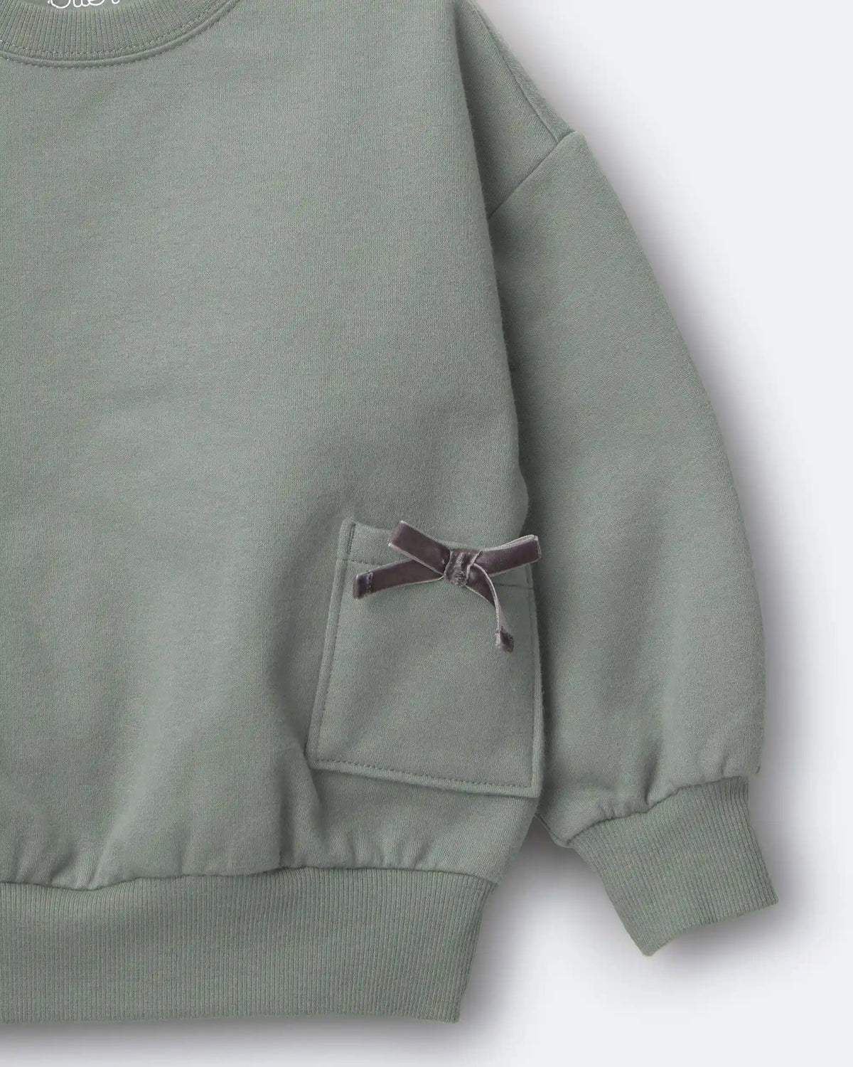 Toddler Girl Otter Sweatshirt™ with Bow Pockets - Olive