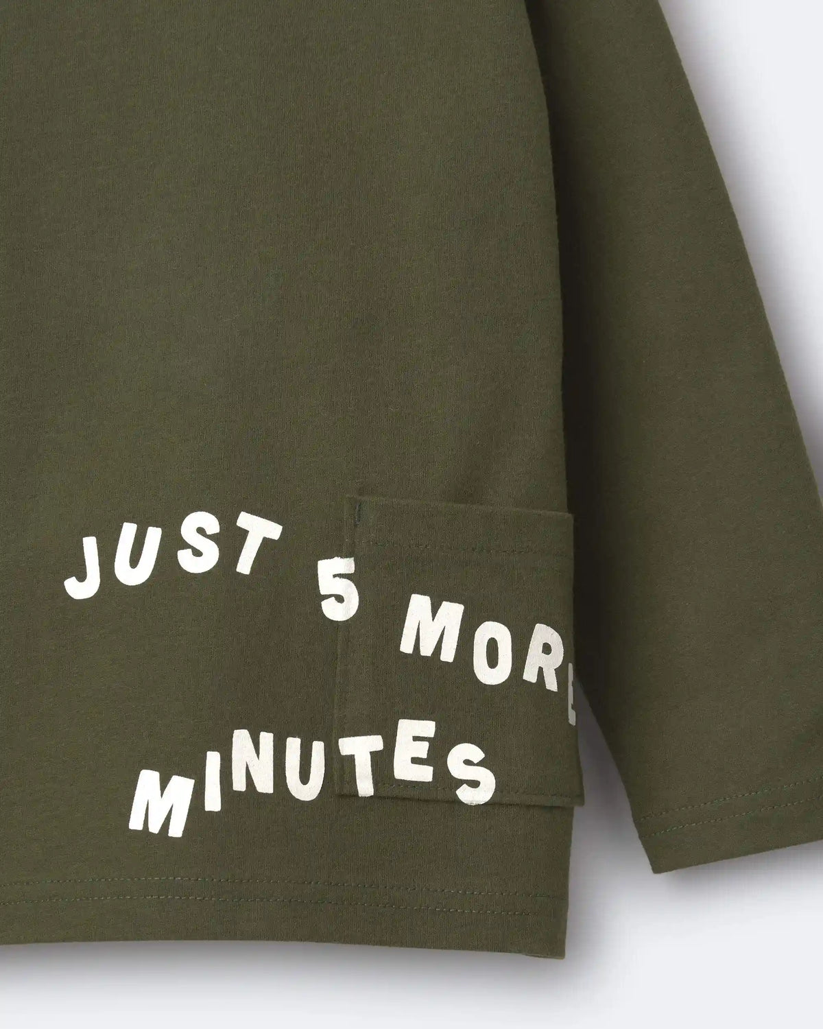 Toddler 'Just 5 More Minutes' Long-Sleeve Relaxed Graphic Tee - Olive