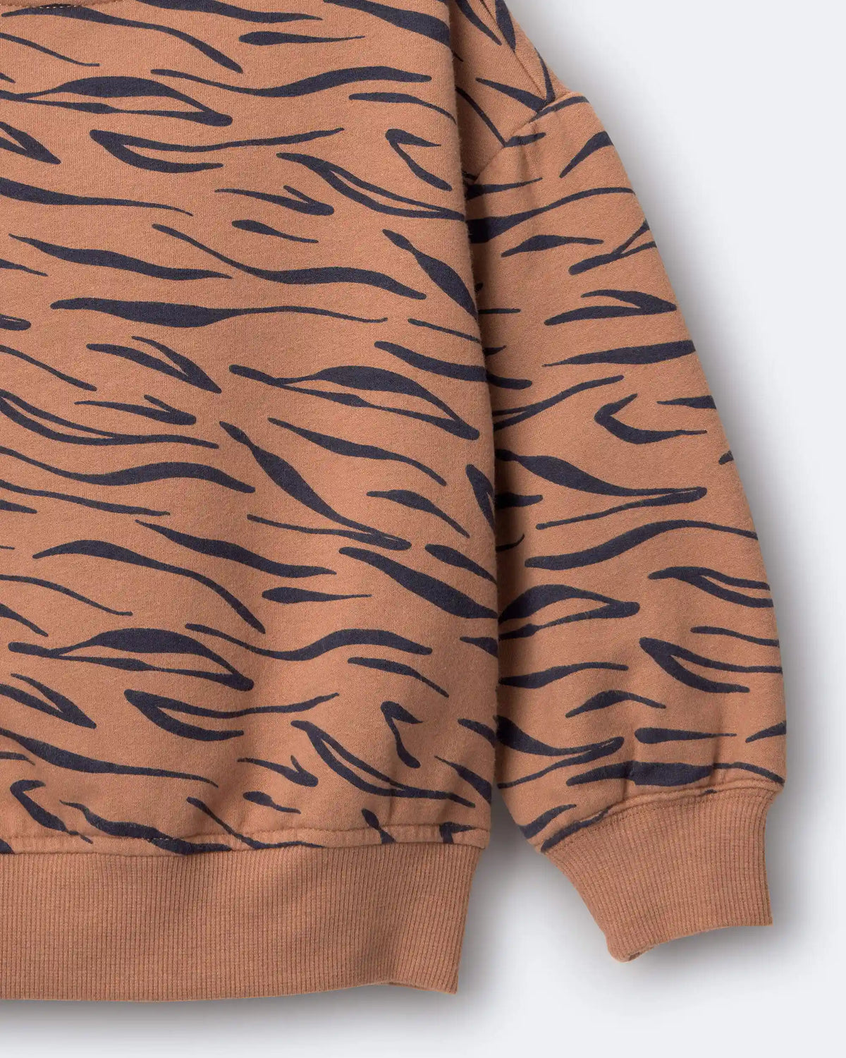 Toddler Balloon-Sleeve Pullover Sweatshirt in Tiger Print - Brown