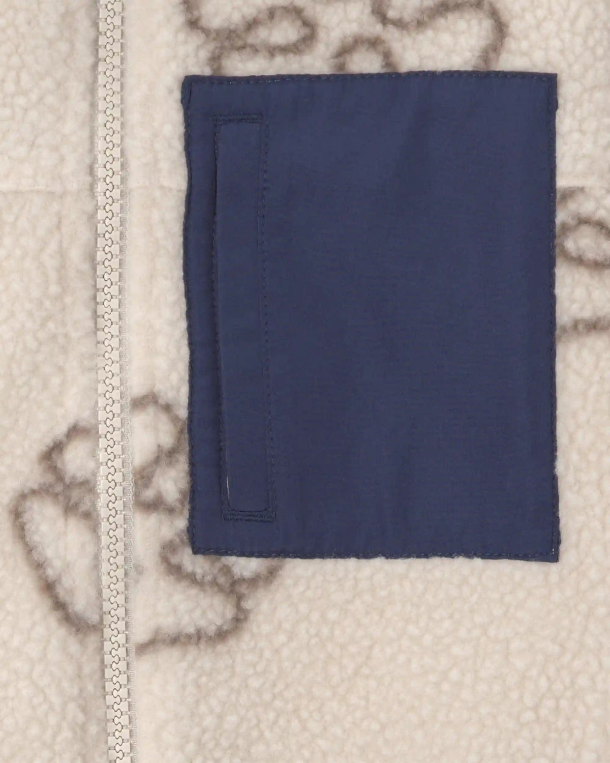 Toddler Boy Logo Fleece Zip-Up Jacket - Cream/Navy Blue
