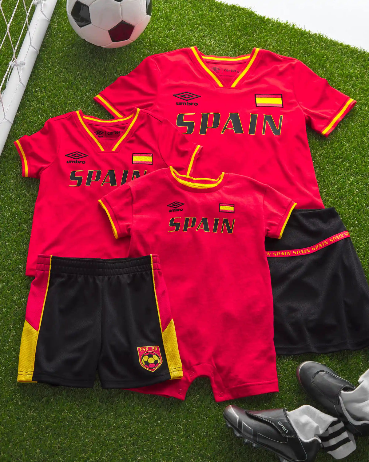 Toddler Umbro Spain Mesh Soccer Shorts - Red/Yellow/Black