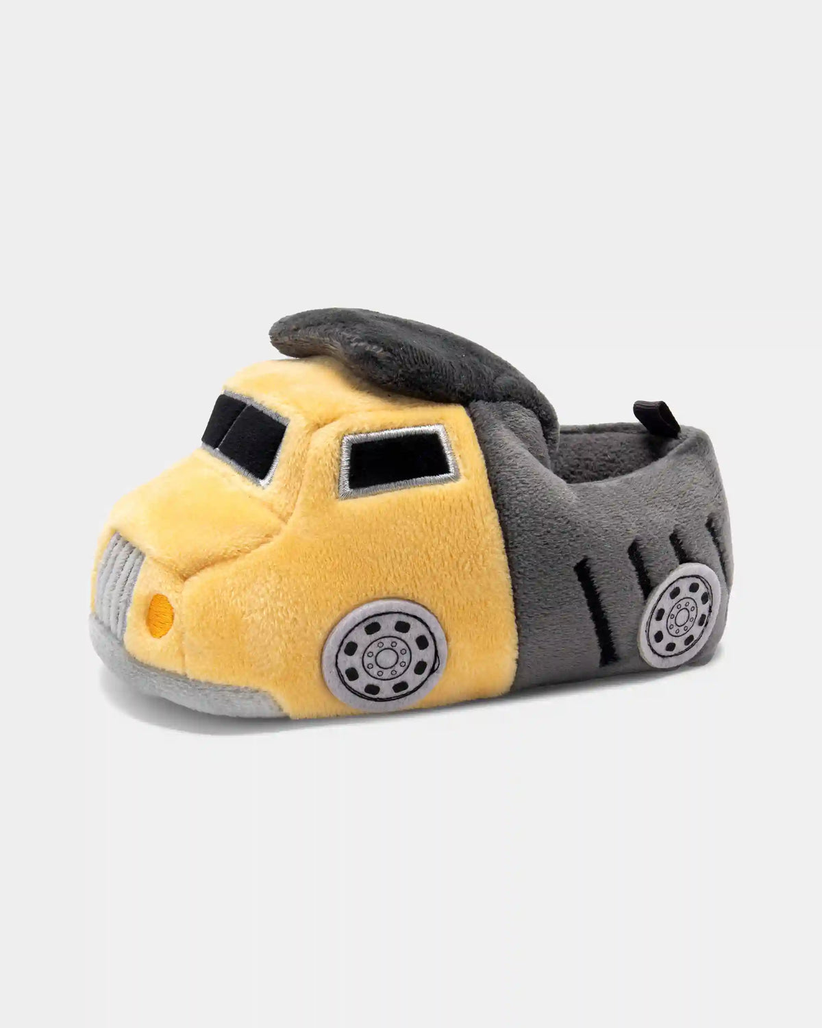 Toddler Boy Truck Slippers - Yellow/Grey