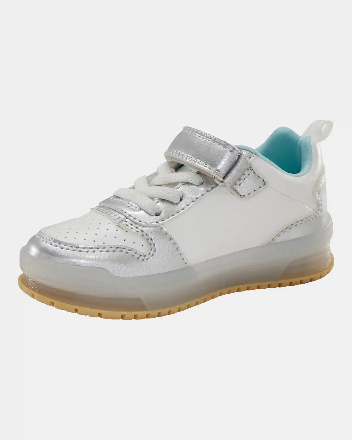 Toddler Light Up Metallic Sneakers - Silver/Aqua