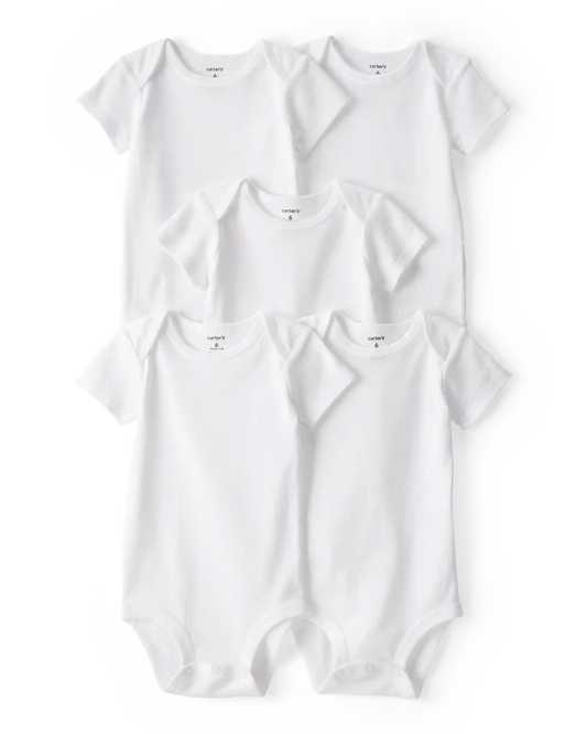 Baby 5-Pack Short-Sleeve Bodysuits - White