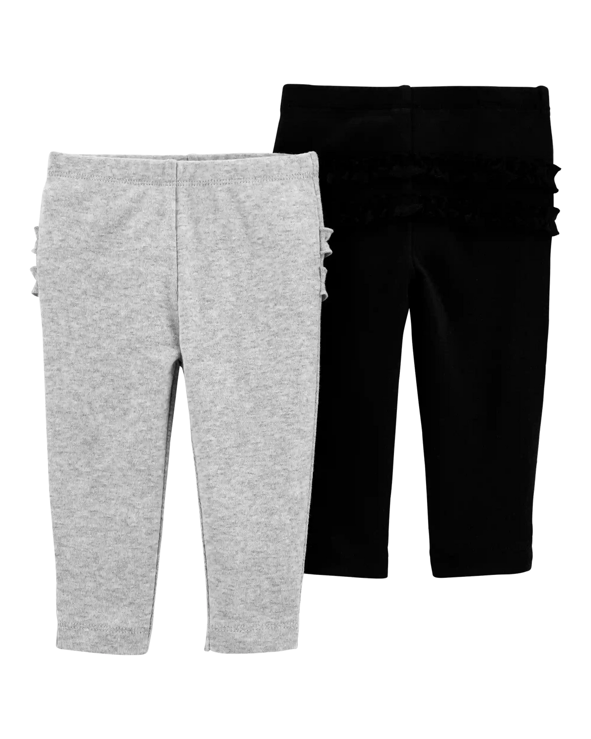 Baby Girl 2-Pack Ruffle-Detail Cotton Pants - Grey/Black