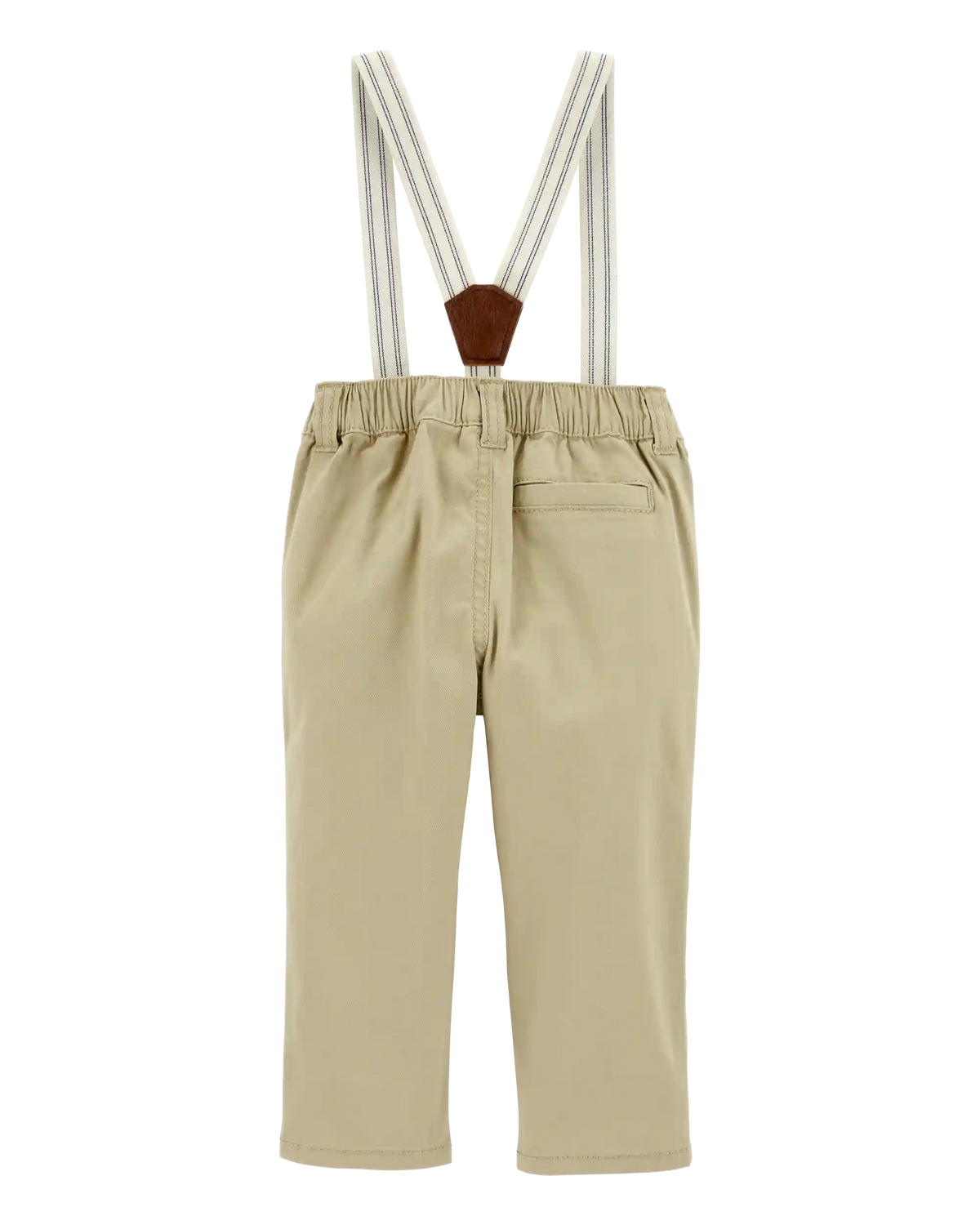 Baby Boy Twill Suspender Pants - Khaki