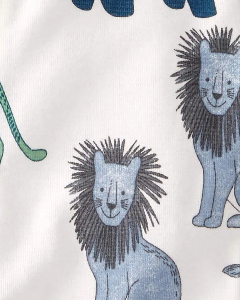 Baby Organic Cotton 1-Piece Pajamas in Wildlife Print