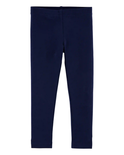 Baby Girl Cotton Stretch Leggings - Navy