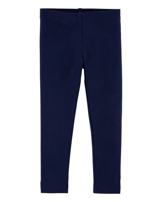 Baby Girl Cotton Stretch Leggings - Navy