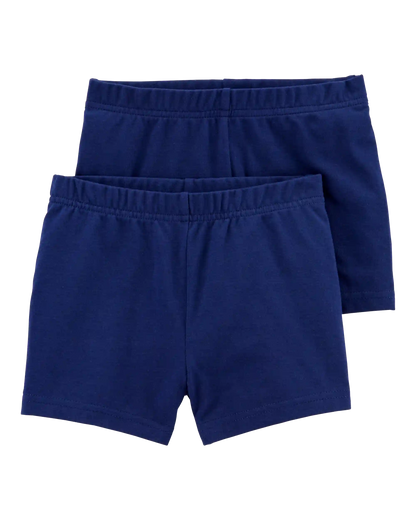 Baby Girl 2-Pack Cartwheel Shorts - Navy