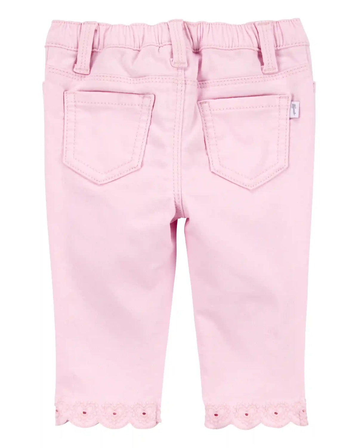 Baby Woven Embroidered Hem Pants - Pink