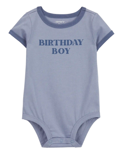 Baby Birthday Boy Short-Sleeve Bodysuit - Blue