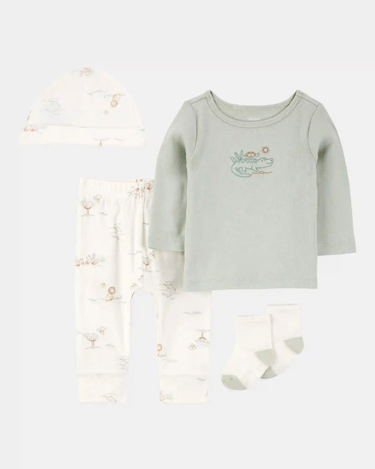 Baby 4-Piece Alligator Outfit Set - Green