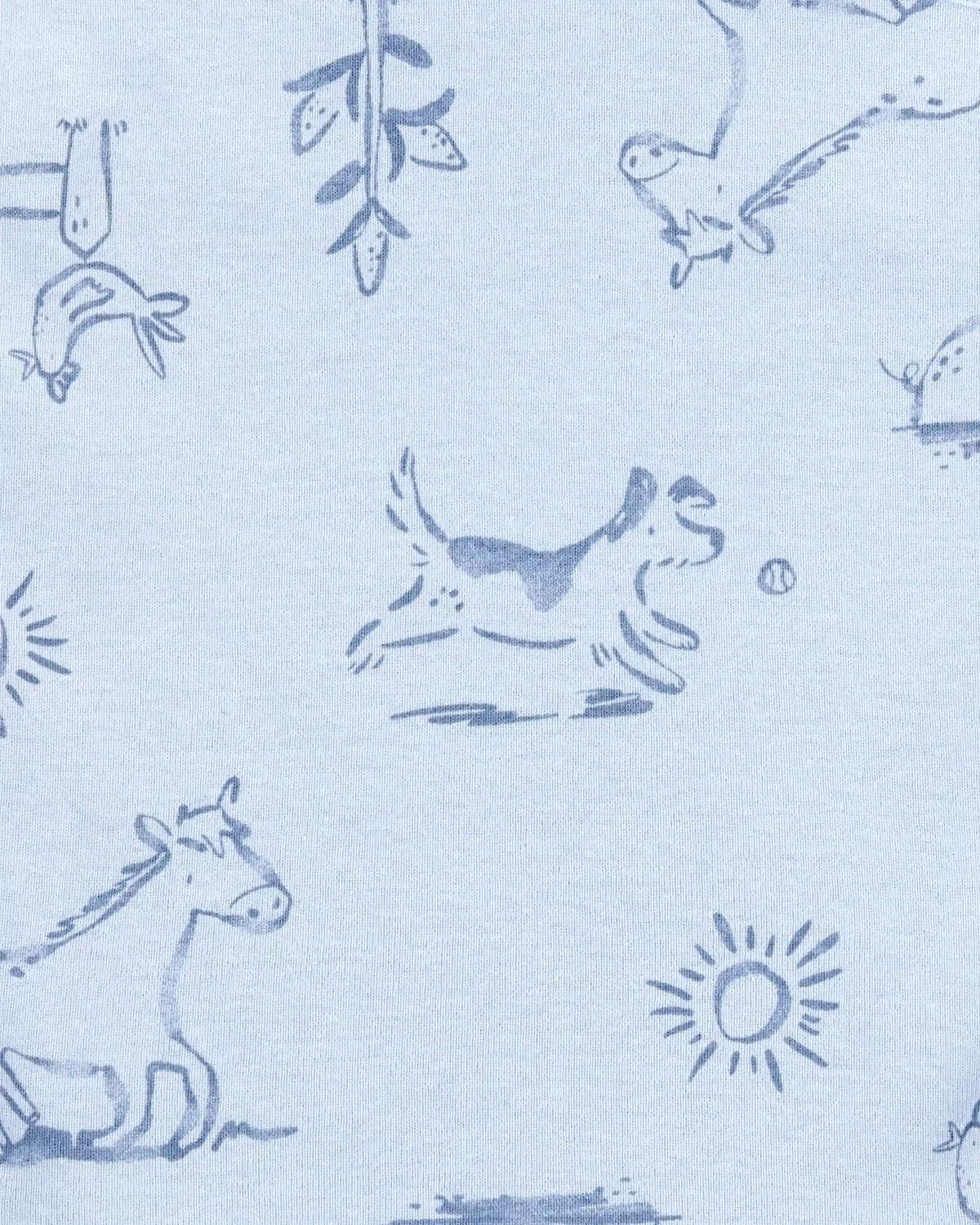 Baby Boy 5-Pack Dog Short-Sleeve Cotton Bodysuits - Blue