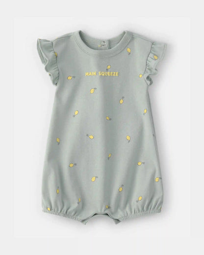 Baby Girl 'Main Squeeze' Lemon Short-Sleeve Romper - Green