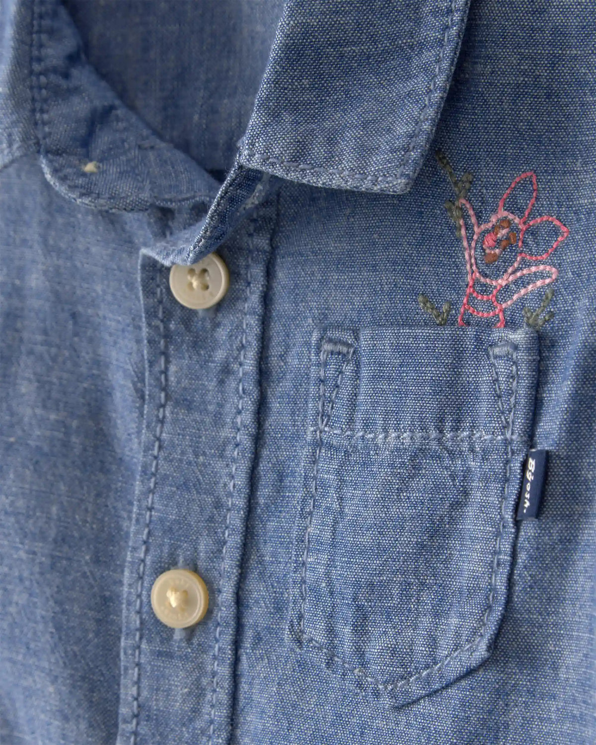 Baby Boy Disney© Winnie the Pooh Chambray Embroidered Button-Down Shirt - Medium Wash