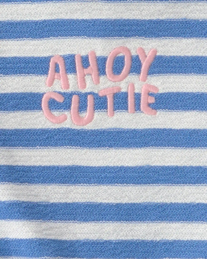 Baby Girl 'Ahoy Cutie' 2-Piece Top & Short Set - Blue