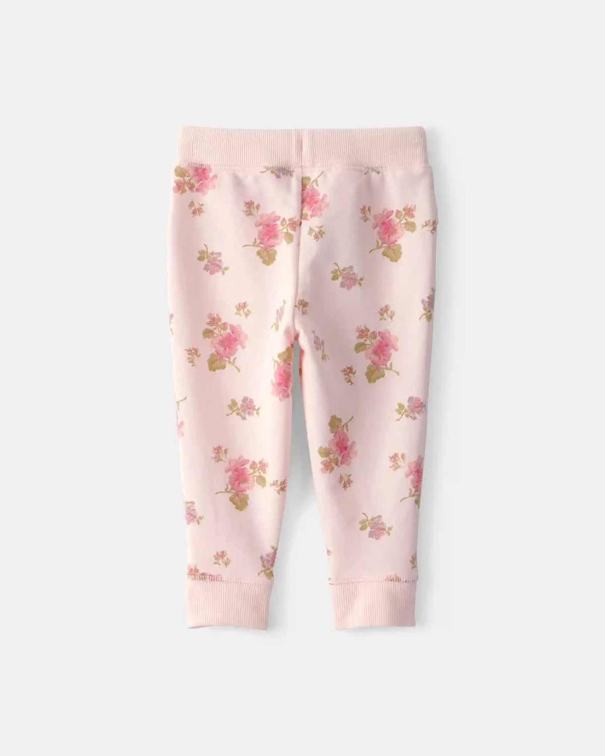 Baby Girl Floral Drawstring Knit Joggers - Pink