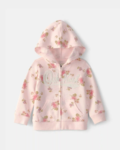 Baby Girl Floral OshKosh Logo Zip-Up Hoodie - Pink