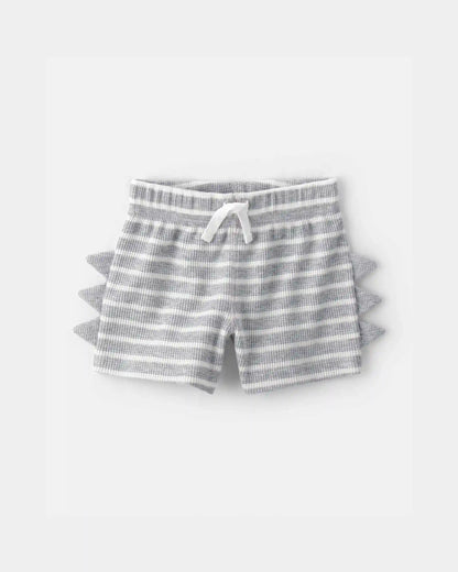Baby Boy 2-Piece Dino Spikes Waffle-Knit Short-Sleeve Bodysuit & Short Set - Grey