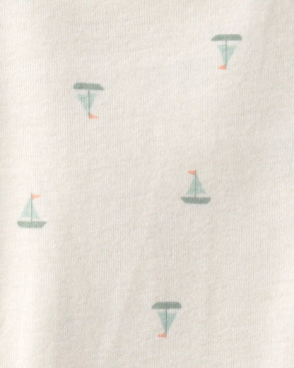 Baby 2-Piece Sailboat Overall Set - Green/Ivory