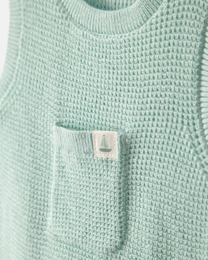 Baby Crochet Bubble Romper - Green