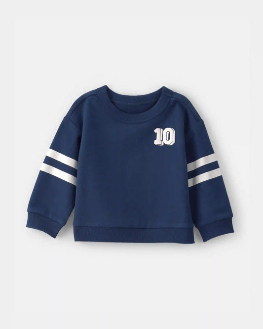 Baby Boy Varsity French Terry Pullover Sweatshirt - Navy Blue
