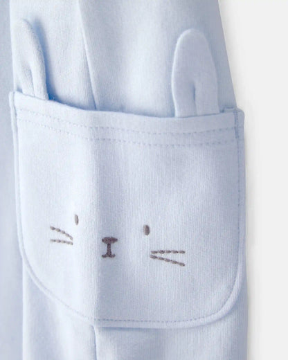 Baby Boy 2-Piece Easter Bunny Shortall Set - Blue/Cream