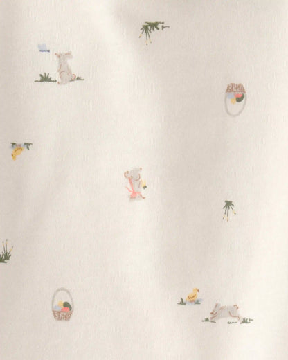 Baby Boy 2-Piece Easter Bunny Shortall Set - Blue/Cream