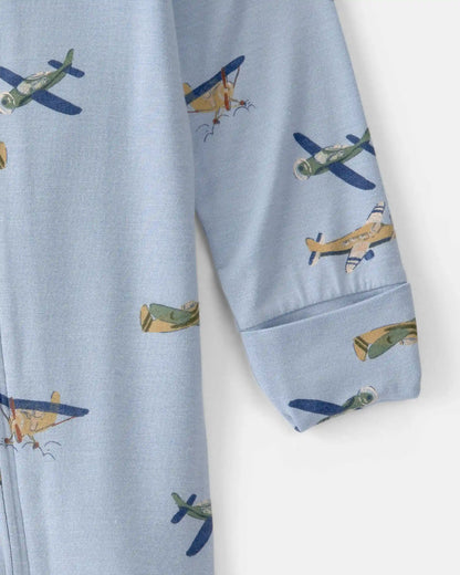 Baby Boy Plane 2-Way Zip PurelySoft Sleep & Play Pajama - Blue
