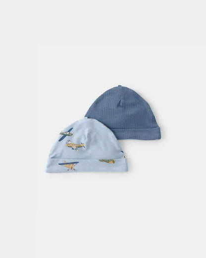 Baby Boy 2-Pack Plane PurelySoft Caps - Blue