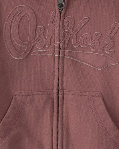 Baby Boy OshKosh Logo Zip-Up Hoodie - Brown