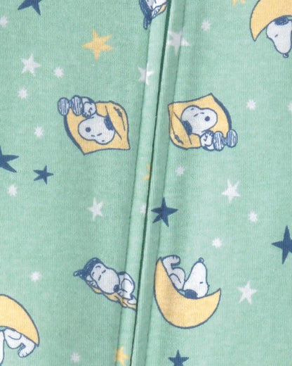 Baby Peanuts Snoopy 100% Cotton Snug Fit 1-Piece Pajama - Green