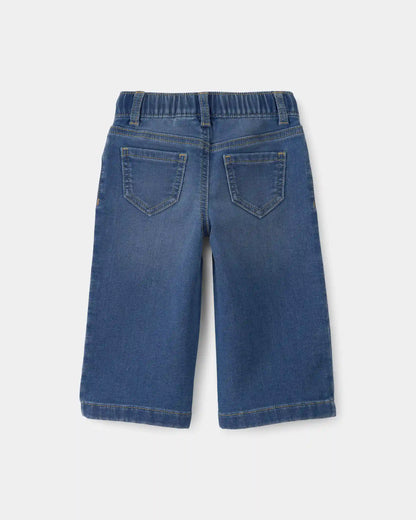 Baby Girl Drawstring Wide-Leg Jeans - Dark Wash
