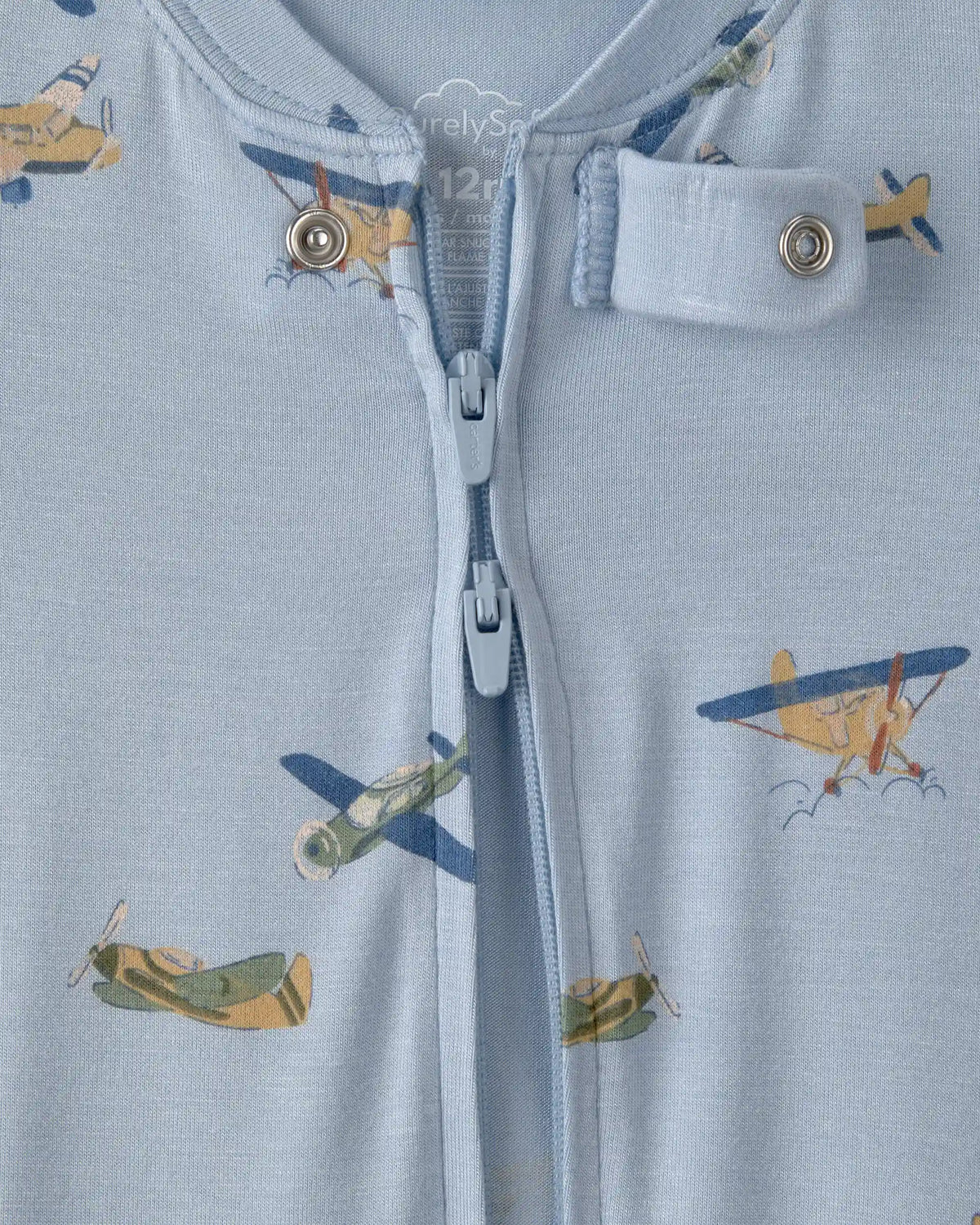 Baby Boy Plane PurelySoft 2-Way Zip 1-Piece Pajama - Blue