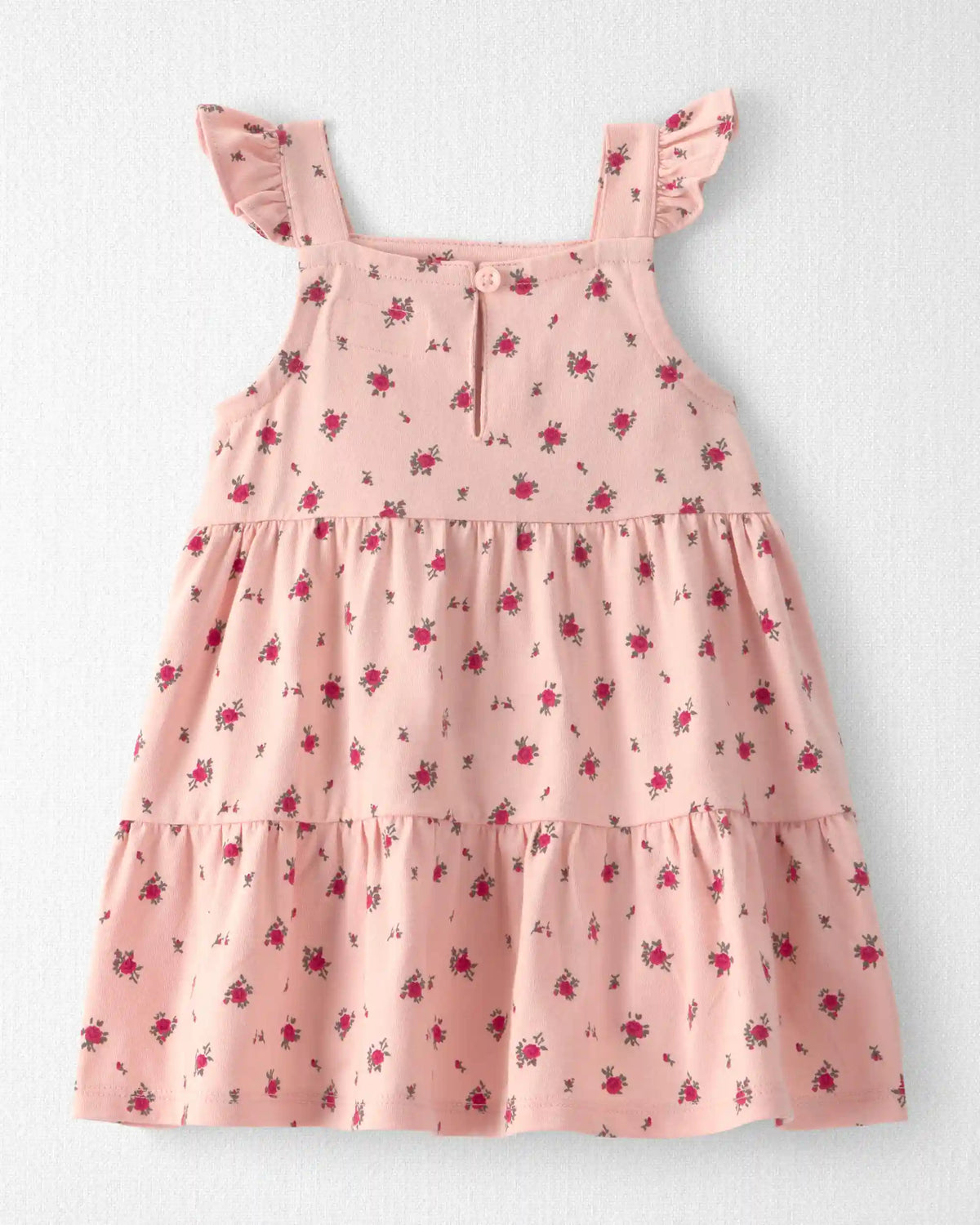 Baby Girl Organic Cotton Tiered Dress in Blush Floral Print