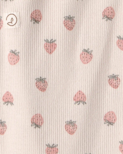 Baby Girl Organic Cotton Wrap Bodysuit in Strawberry Print