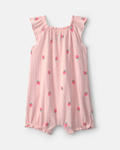 Baby Girl Strawberry Romper - Pink