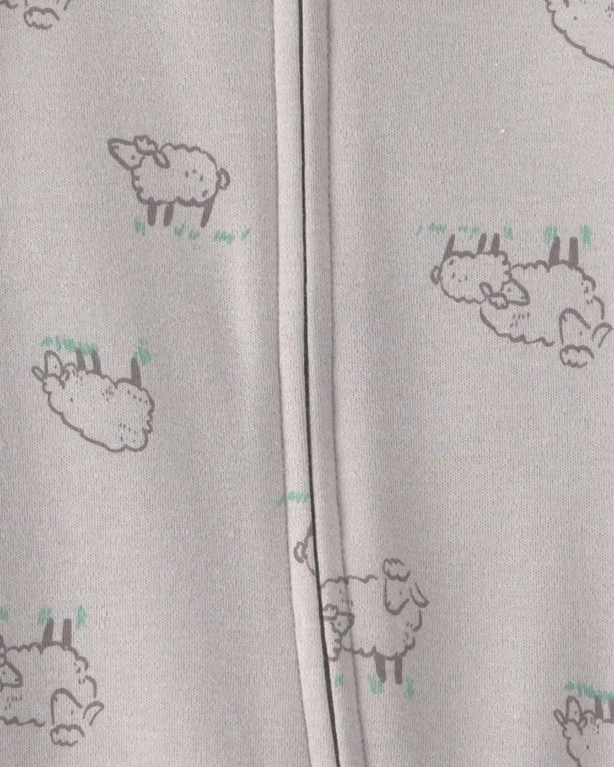 Baby Sheep 100% Cotton 2-Way Zip Sleep & Play Pajamas - Grey