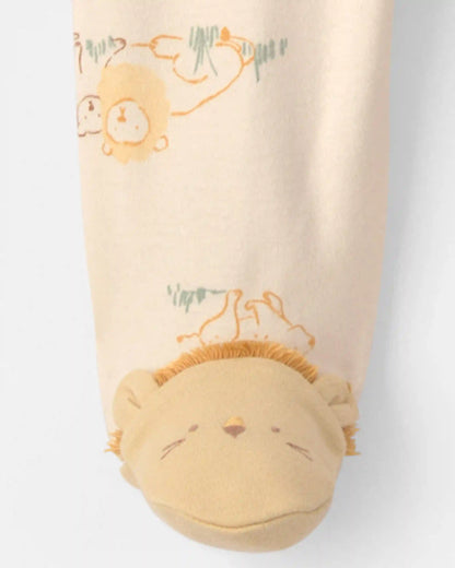 Baby Lion 100% Cotton 2-Way Zip Sleep & Play Pajamas - Ivory
