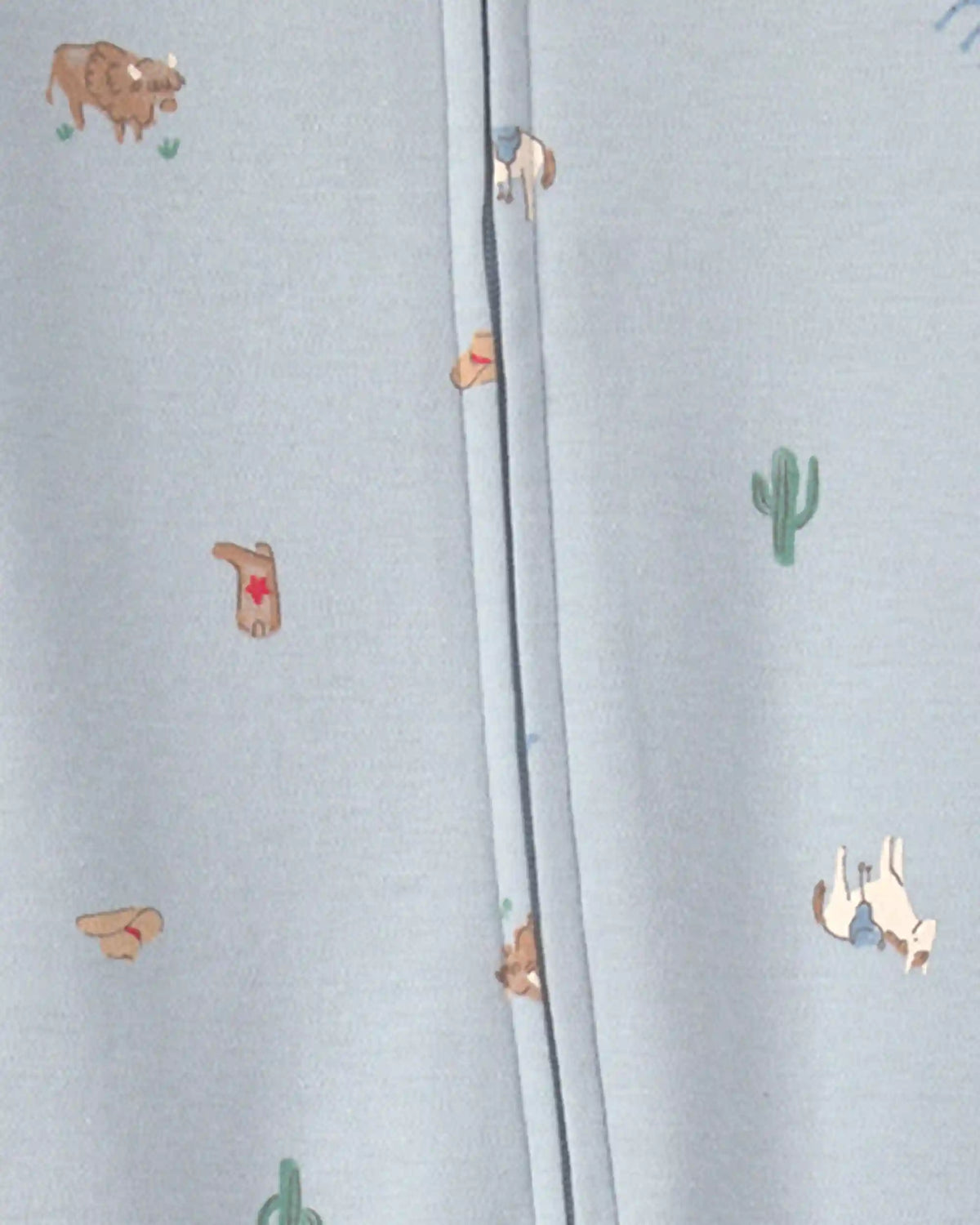 Baby Western 100% Cotton 2-Way Zip Sleep & Play Pajamas - Blue