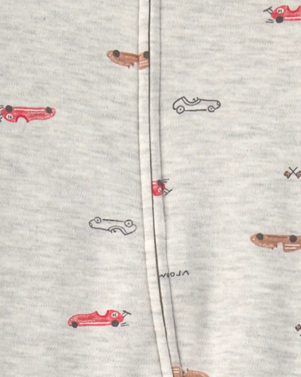 Baby Boy Race Car Cotton 2-Way Zip Sleep & Play Pajamas - Grey