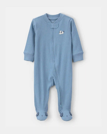 Baby Puppy Cotton 2-Way Zip Sleep & Play Pajamas - Blue