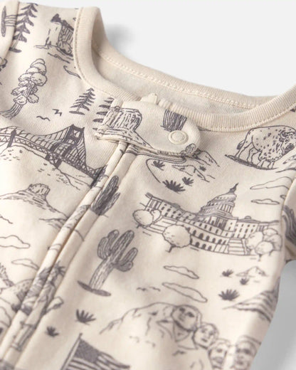 Baby Organic Cotton 1-Piece Pajama in Stars Stripes and Sights