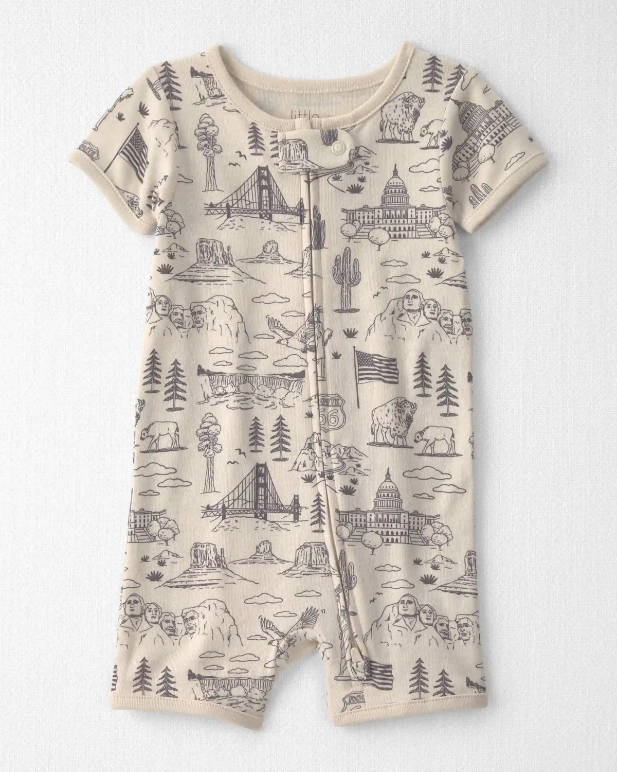 Baby Organic Cotton 1-Piece Pajama in Stars Stripes and Sights