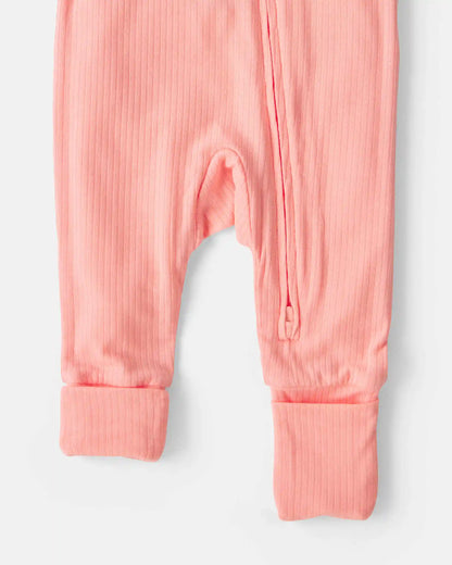 Baby Girl PurelySoft™ 2-Way Zip Sleep & Play Pajamas - Coral