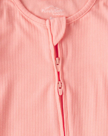 Baby Girl PurelySoft™ 2-Way Zip Sleep & Play Pajamas - Coral